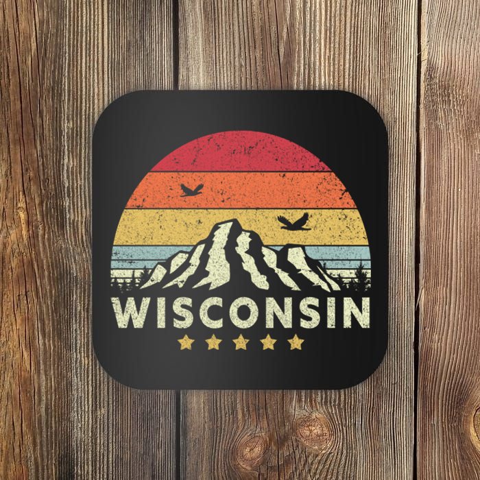 Wisconsin Shirt. Retro Style WI, USA Coaster