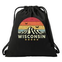 Wisconsin Shirt. Retro Style WI, USA Drawstring Bag