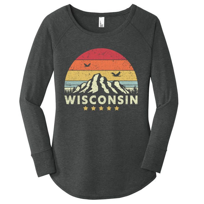 Wisconsin Shirt. Retro Style WI, USA Women's Perfect Tri Tunic Long Sleeve Shirt