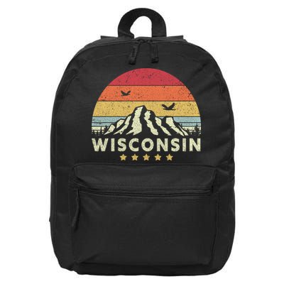 Wisconsin Shirt. Retro Style WI, USA 16 in Basic Backpack