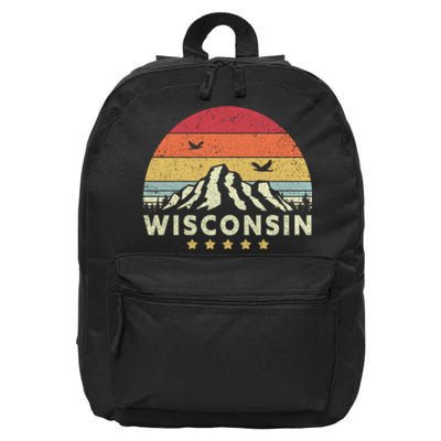 Wisconsin Shirt. Retro Style WI, USA 16 in Basic Backpack