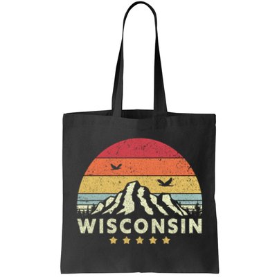 Wisconsin Shirt. Retro Style WI, USA Tote Bag