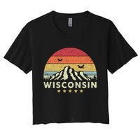 Wisconsin Shirt. Retro Style WI, USA Women's Crop Top Tee