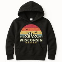 Wisconsin Shirt. Retro Style WI, USA Kids Hoodie