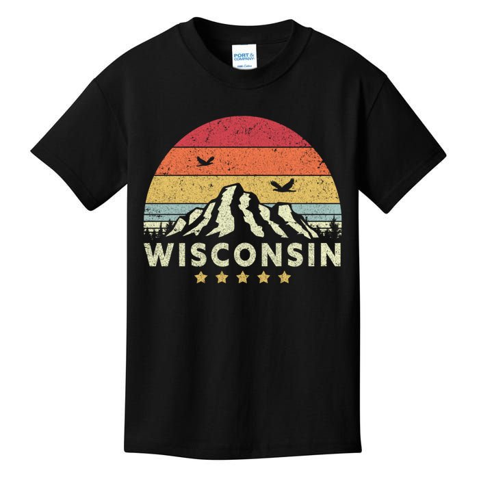 Wisconsin Shirt. Retro Style WI, USA Kids T-Shirt