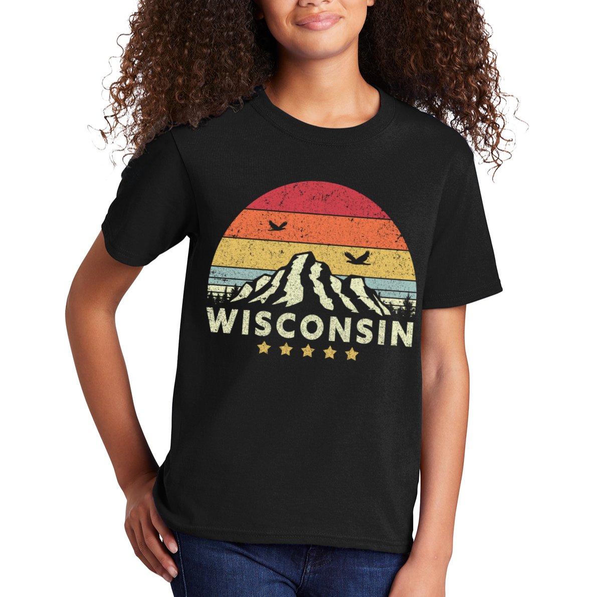 Wisconsin Shirt. Retro Style WI, USA Kids T-Shirt