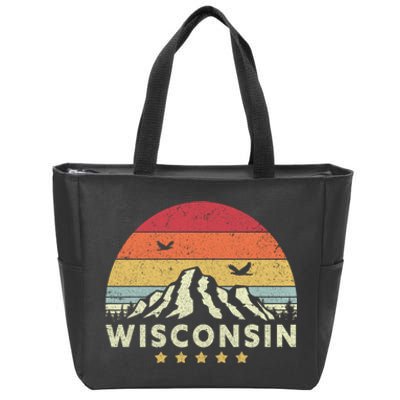 Wisconsin Shirt. Retro Style WI, USA Zip Tote Bag