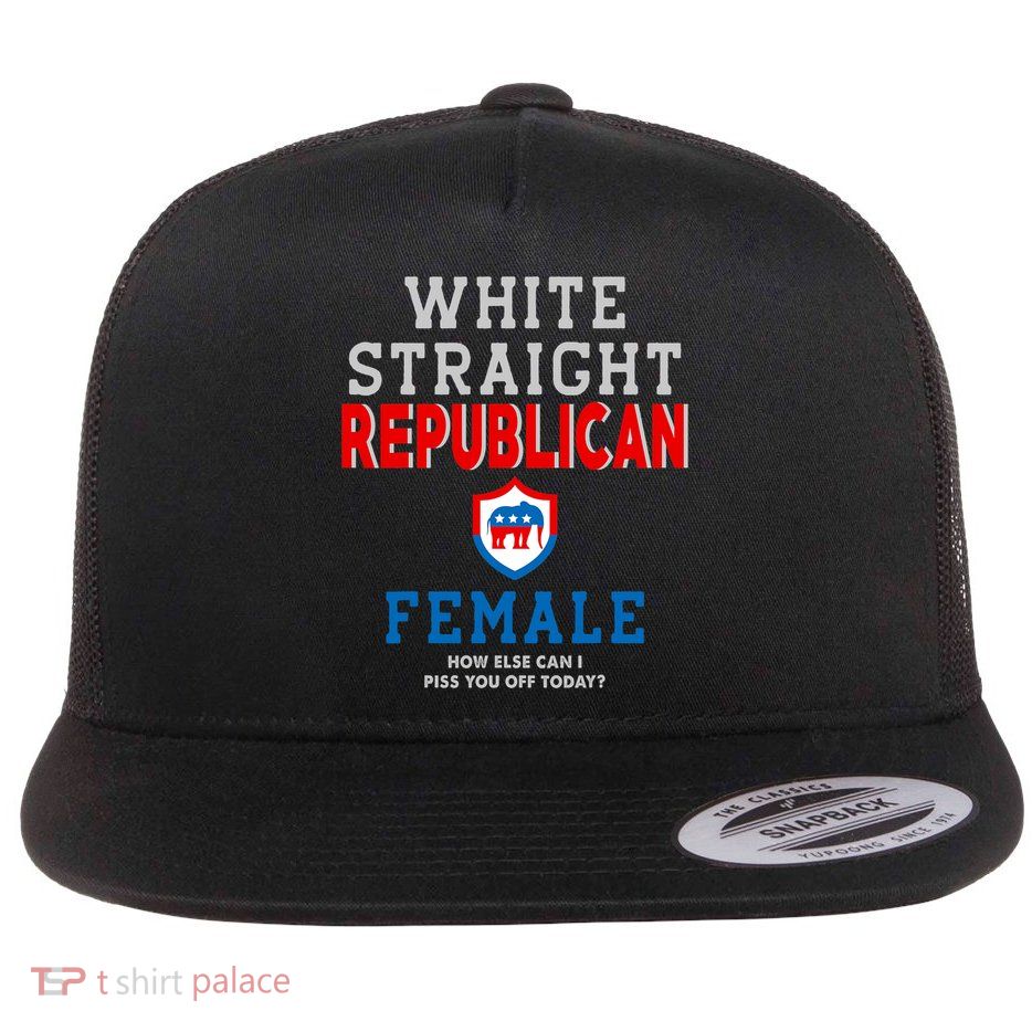 White Straight Republican Female Flat Bill Trucker Hat