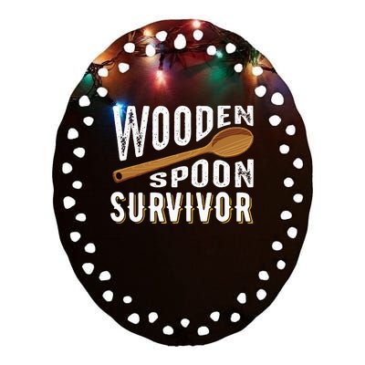 Wooden Spoon Survivor Champion Funny Gift Ceramic Oval Ornament