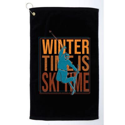 Winter Ski Skier Skiing Gift Platinum Collection Golf Towel