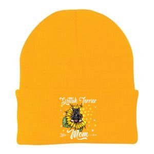 Womens Sunflower Scottish Terrier Mom Dog Lover Gift Knit Cap Winter Beanie