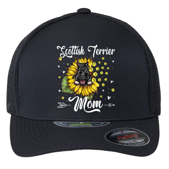 Womens Sunflower Scottish Terrier Mom Dog Lover Gift Flexfit Unipanel Trucker Cap