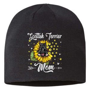 Womens Sunflower Scottish Terrier Mom Dog Lover Gift Sustainable Beanie