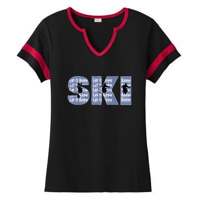 Winter Sports Ski Funny Gift For Mom Dad Ladies Halftime Notch Neck Tee