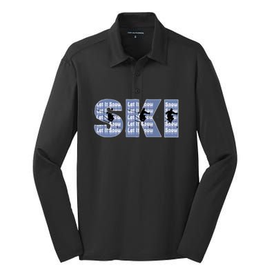 Winter Sports Ski Funny Gift For Mom Dad Silk Touch Performance Long Sleeve Polo