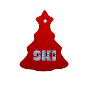 Winter Sports Ski Funny Gift For Mom Dad Ceramic Tree Ornament