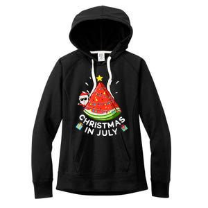 Watermelon Santa Summer Tree Christmas In July Women's Fleece Hoodie