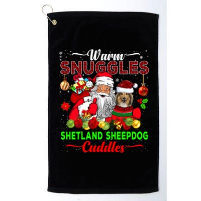 Warm Snuggles Shetland Sheepdog Cuddles Funny Santa Xmas Dog Gift Platinum Collection Golf Towel