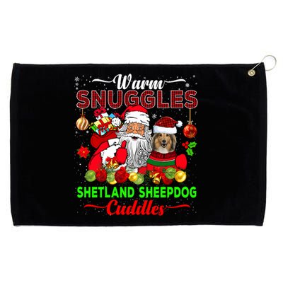 Warm Snuggles Shetland Sheepdog Cuddles Funny Santa Xmas Dog Gift Grommeted Golf Towel