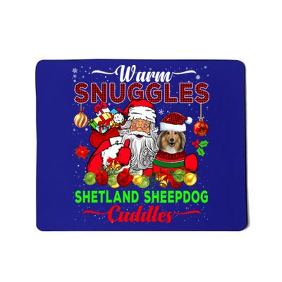 Warm Snuggles Shetland Sheepdog Cuddles Funny Santa Xmas Dog Gift Mousepad