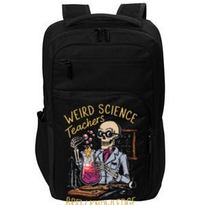 Weird Science Skeleton Halloween Teachers Brew Knowledge Impact Tech Backpack