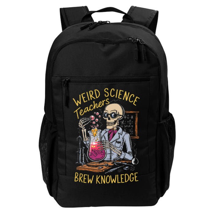 Weird Science Skeleton Halloween Teachers Brew Knowledge Daily Commute Backpack