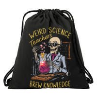 Weird Science Skeleton Halloween Teachers Brew Knowledge Drawstring Bag