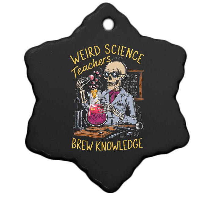 Weird Science Skeleton Halloween Teachers Brew Knowledge Ceramic Star Ornament