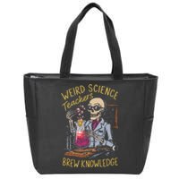 Weird Science Skeleton Halloween Teachers Brew Knowledge Zip Tote Bag