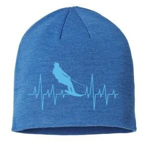 Water Skiing S Watersports Lovers Heartbeat Pulse Funny Gift Sustainable Beanie