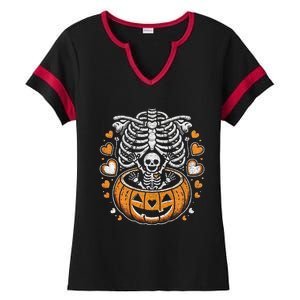 Women Skeleton S Pregnancy Announcement Mom Halloween Ladies Halftime Notch Neck Tee