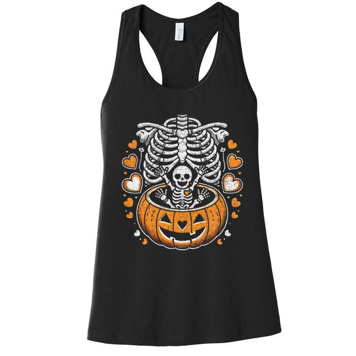 Women Skeleton S Pregnancy Announcement Mom Halloween Women's Racerback Tank