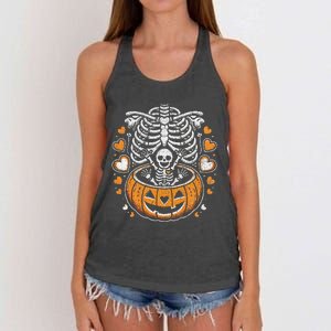 Women Skeleton S Pregnancy Announcement Mom Halloween Women's Knotted Racerback Tank