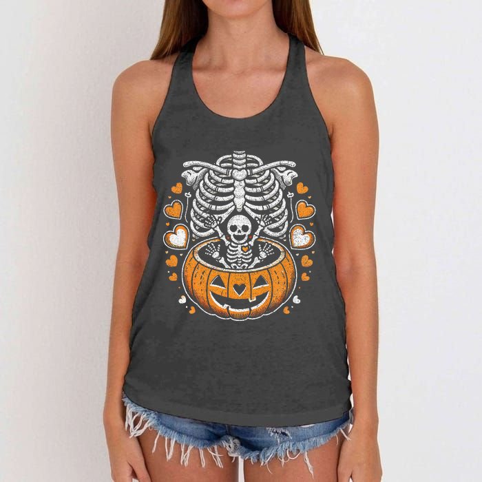 Women Skeleton S Pregnancy Announcement Mom Halloween Women's Knotted Racerback Tank