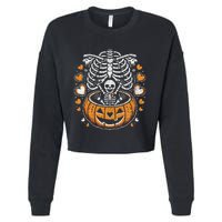 Women Skeleton S Pregnancy Announcement Mom Halloween Cropped Pullover Crew