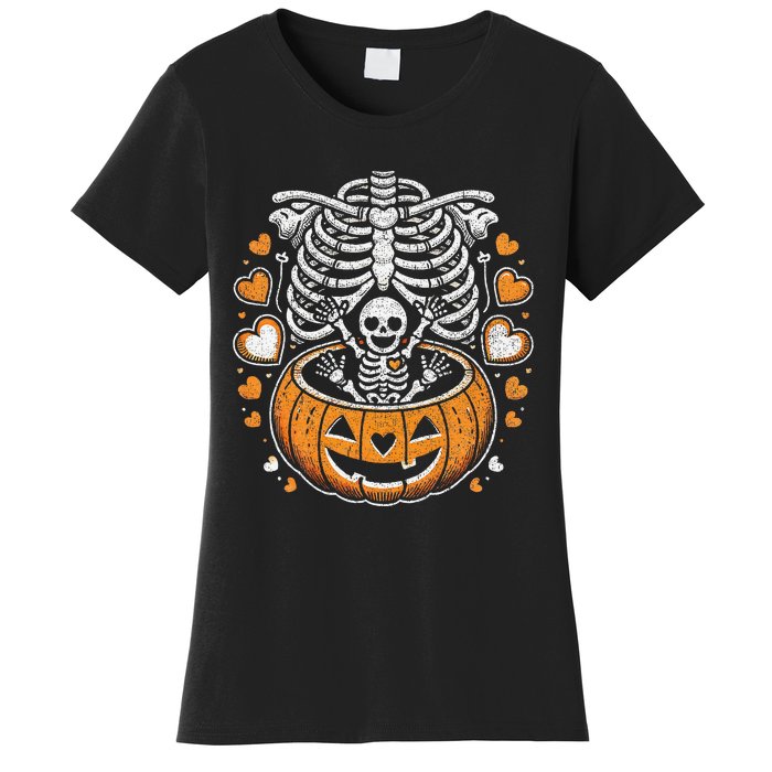 Women Skeleton S Pregnancy Announcement Mom Halloween Women's T-Shirt