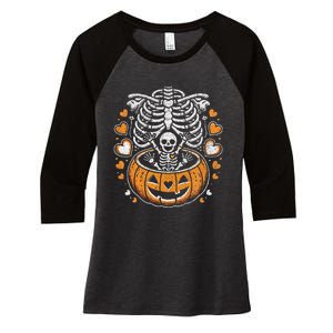 Women Skeleton S Pregnancy Announcement Mom Halloween Women's Tri-Blend 3/4-Sleeve Raglan Shirt