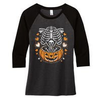 Women Skeleton S Pregnancy Announcement Mom Halloween Women's Tri-Blend 3/4-Sleeve Raglan Shirt