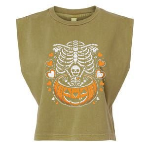 Women Skeleton S Pregnancy Announcement Mom Halloween Garment-Dyed Women's Muscle Tee