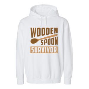 Wooden Spoon Survivor Funny Garment-Dyed Fleece Hoodie