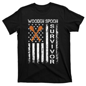 Wooden Spoon Survivor Humor Expression Funny Us Flag T-Shirt