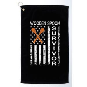 Wooden Spoon Survivor Humor Expression Funny Us Flag Platinum Collection Golf Towel