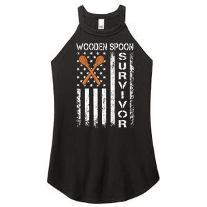 Wooden Spoon Survivor Humor Expression Funny Us Flag Women’s Perfect Tri Rocker Tank