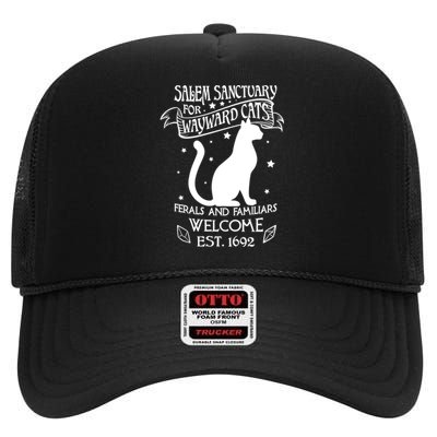 Witch Salem Sanctuary For Wayward Black Cats 1692 Gift Idea High Crown Mesh Back Trucker Hat