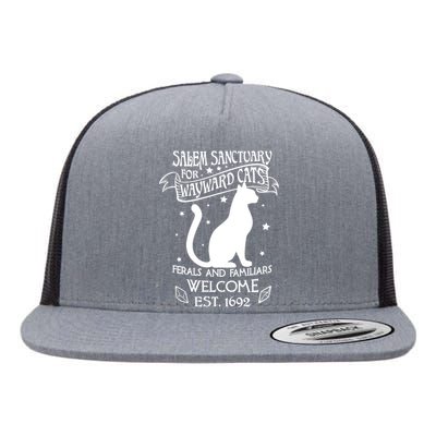 Witch Salem Sanctuary For Wayward Black Cats 1692 Gift Idea Flat Bill Trucker Hat