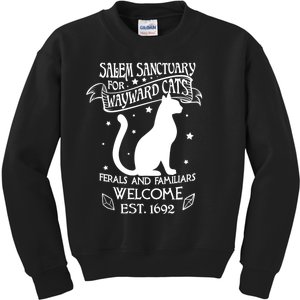 Witch Salem Sanctuary For Wayward Black Cats 1692 Gift Idea Kids Sweatshirt