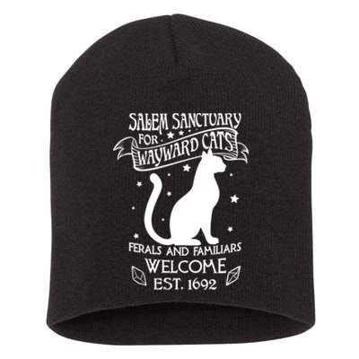 Witch Salem Sanctuary For Wayward Black Cats 1692 Gift Idea Short Acrylic Beanie