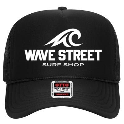 Wave Street Surf Vintage Beach Logo High Crown Mesh Back Trucker Hat