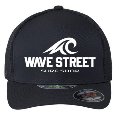 Wave Street Surf Vintage Beach Logo Flexfit Unipanel Trucker Cap