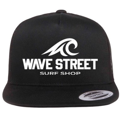 Wave Street Surf Vintage Beach Logo Flat Bill Trucker Hat